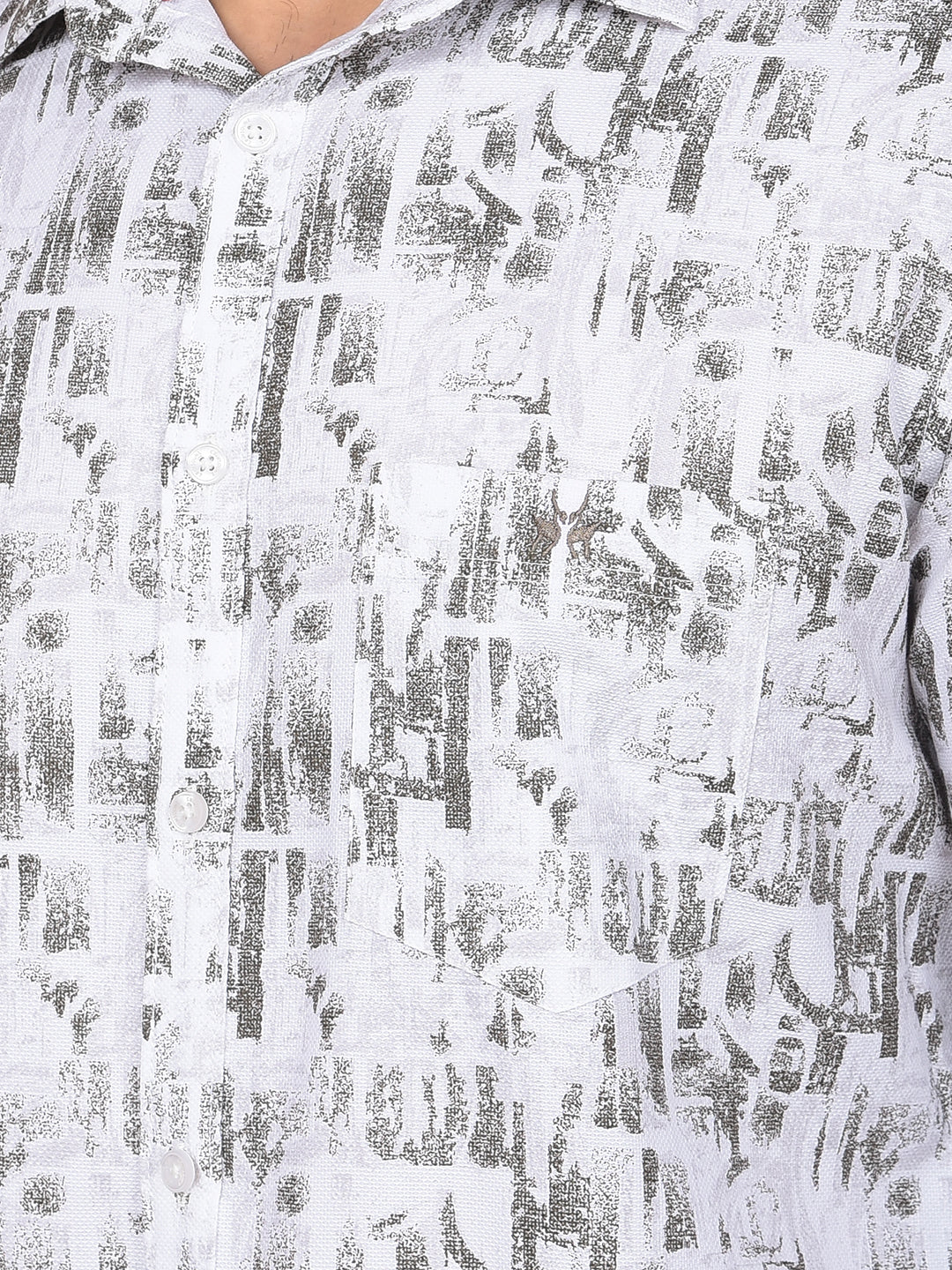 White Printed 100% Cotton Shirt-Men Shirts-Crimsoune Club