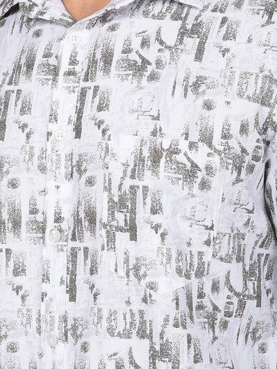 White Printed 100% Cotton Shirt-Men Shirts-Crimsoune Club