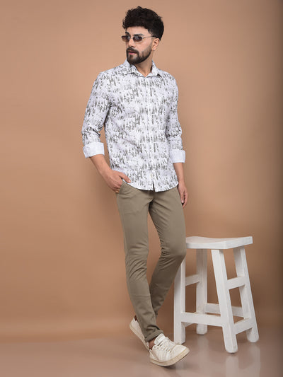 White Printed 100% Cotton Shirt-Men Shirts-Crimsoune Club