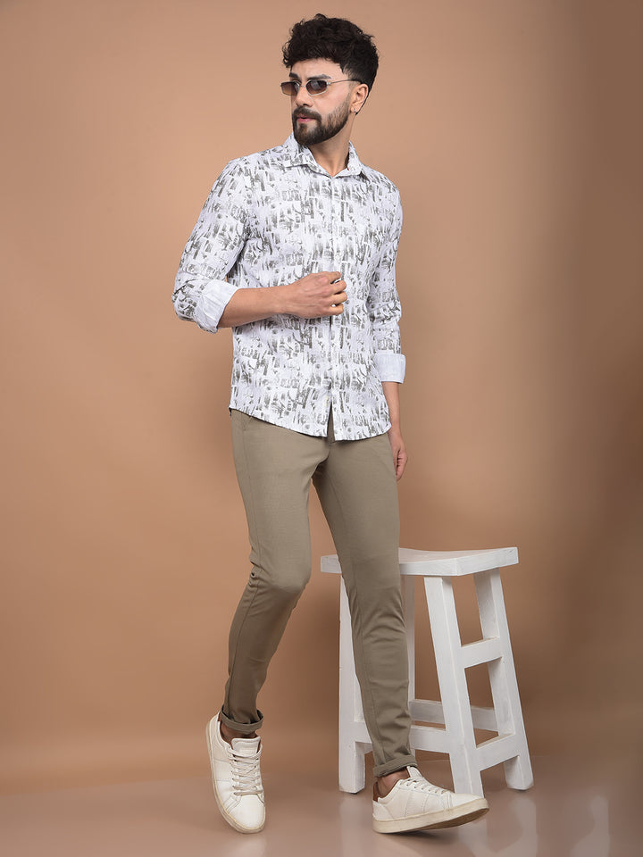 White Printed 100% Cotton Shirt-Men Shirts-Crimsoune Club