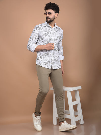 White Printed 100% Cotton Shirt-Men Shirts-Crimsoune Club