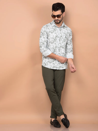 Green Printed 100% Cotton Shirt-Men Shirts-Crimsoune Club