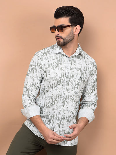 Green Printed 100% Cotton Shirt-Men Shirts-Crimsoune Club