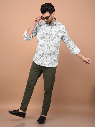Green Printed 100% Cotton Shirt-Men Shirts-Crimsoune Club
