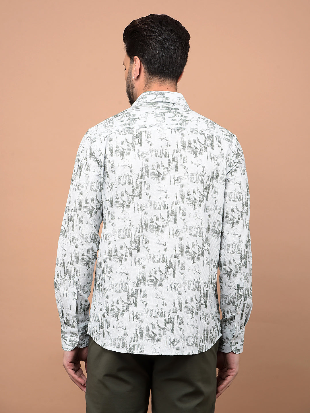 Green Printed 100% Cotton Shirt-Men Shirts-Crimsoune Club