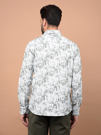 Green Printed 100% Cotton Shirt-Men Shirts-Crimsoune Club