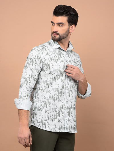 Green Printed 100% Cotton Shirt-Men Shirts-Crimsoune Club