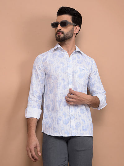 Blue Printed 100% Cotton Shirt-Men Shirts-Crimsoune Club