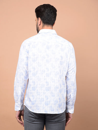 Blue Printed 100% Cotton Shirt-Men Shirts-Crimsoune Club