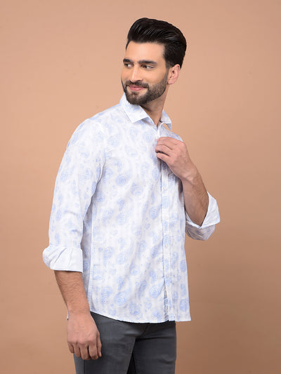 Blue Printed 100% Cotton Shirt-Men Shirts-Crimsoune Club
