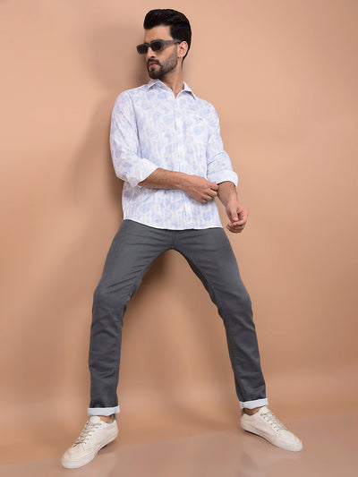 Blue Printed 100% Cotton Shirt-Men Shirts-Crimsoune Club