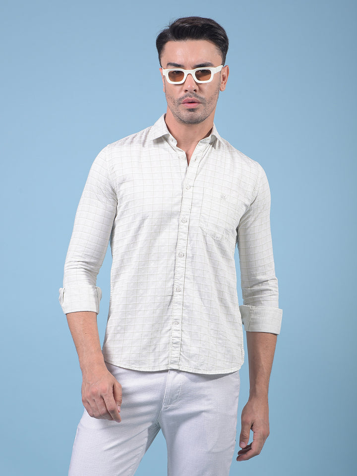 Cream Printed 100% Cotton Shirt-Men Shirts-Crimsoune Club