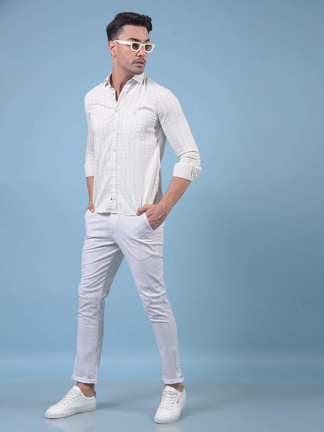 Cream Printed 100% Cotton Shirt-Men Shirts-Crimsoune Club