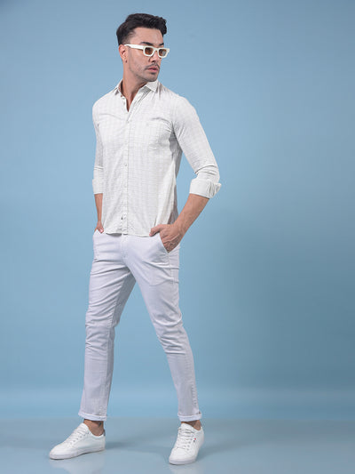 Cream Printed 100% Cotton Shirt-Men Shirts-Crimsoune Club