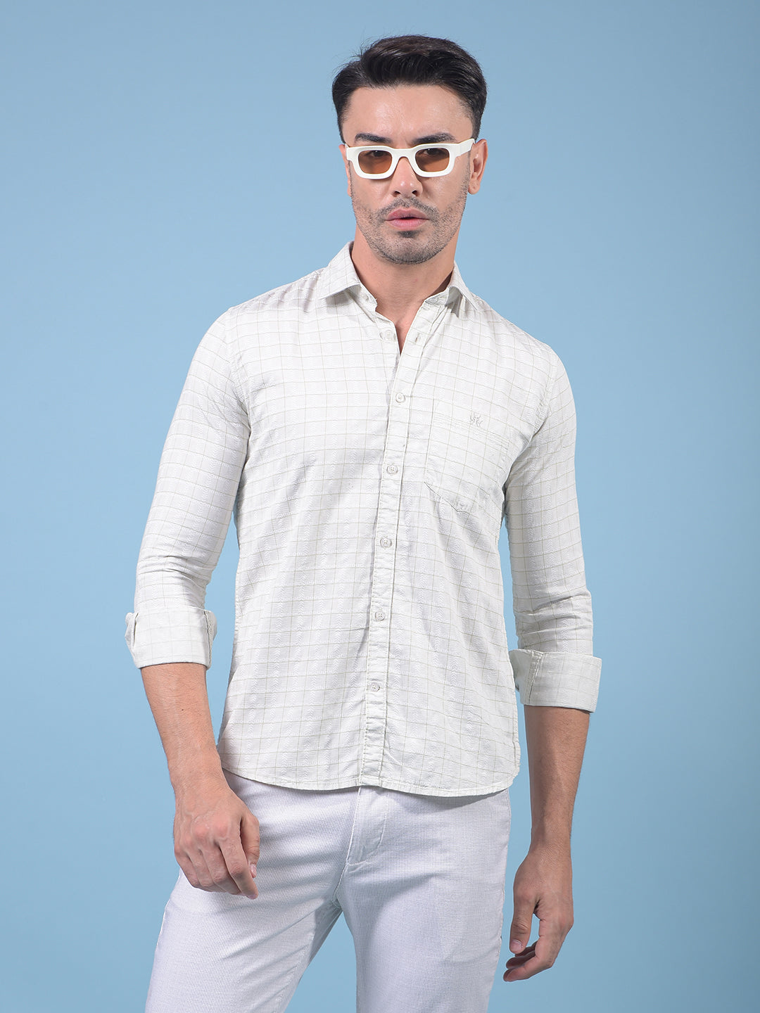Cream Printed 100% Cotton Shirt-Men Shirts-Crimsoune Club