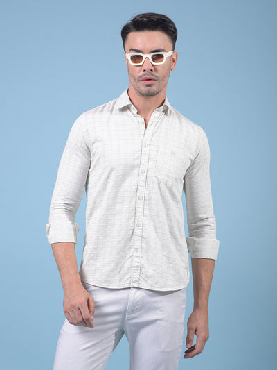 Cream Printed 100% Cotton Shirt-Men Shirts-Crimsoune Club