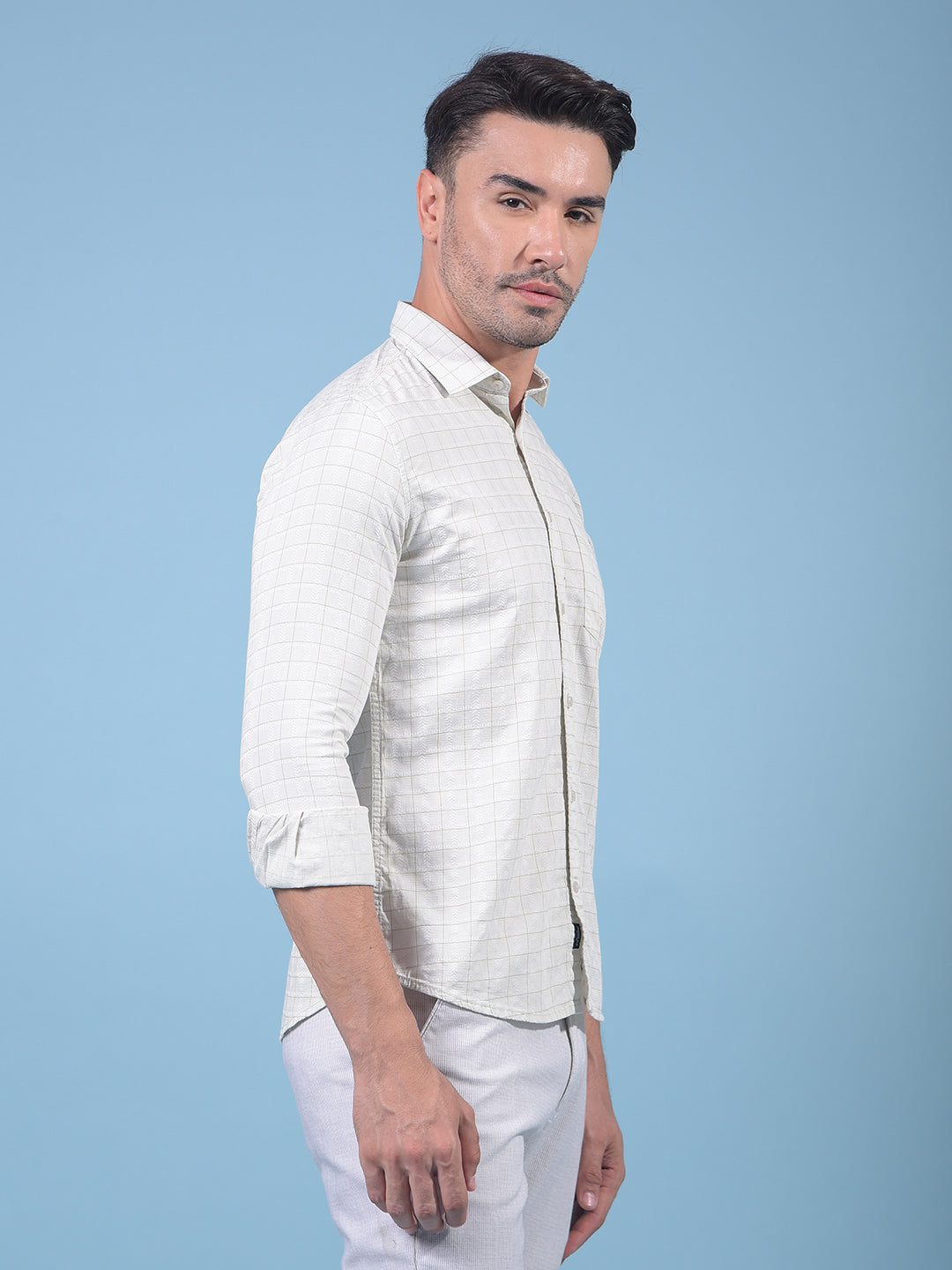 Cream Printed 100% Cotton Shirt-Men Shirts-Crimsoune Club