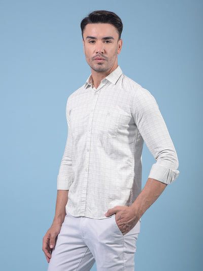 Cream Printed 100% Cotton Shirt-Men Shirts-Crimsoune Club