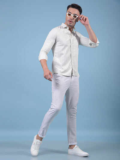 Cream Printed 100% Cotton Shirt-Men Shirts-Crimsoune Club