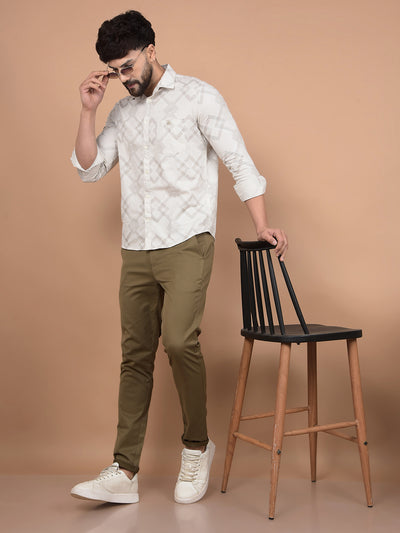Cream Printed 100% Cotton Shirt-Men Shirts-Crimsoune Club