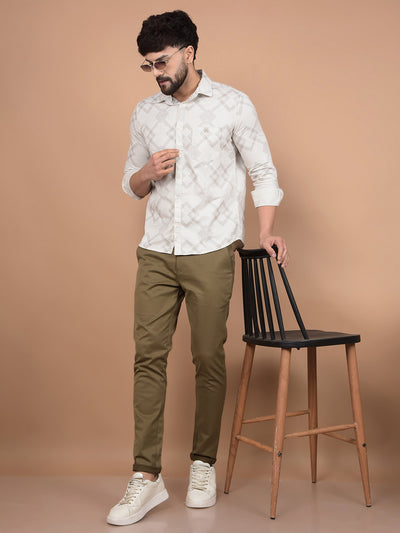 Cream Printed 100% Cotton Shirt-Men Shirts-Crimsoune Club
