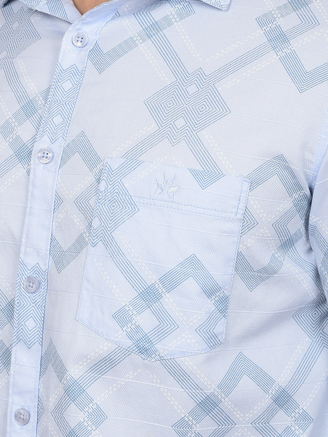 Blue Printed 100% Cotton Shirt-Men Shirts-Crimsoune Club