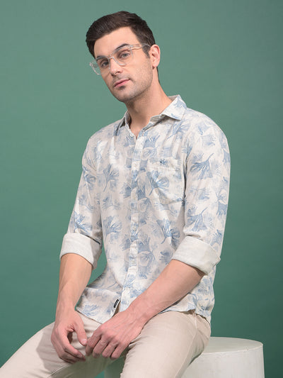 Blue Floral Print Shirt-Men Shirts-Crimsoune Club