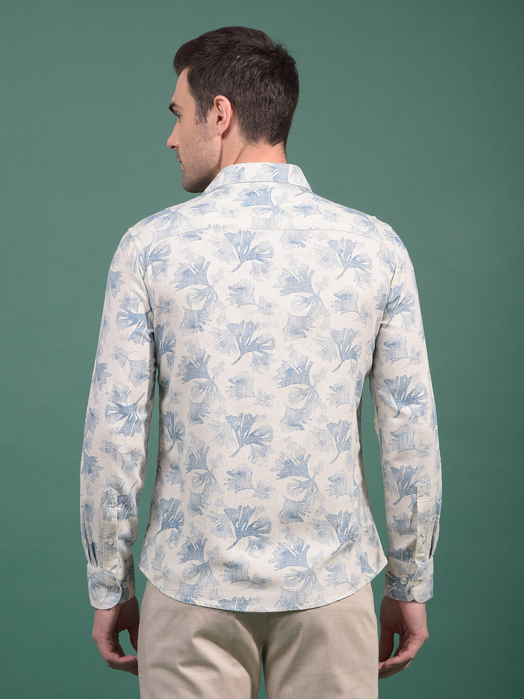 Blue Floral Print Shirt-Men Shirts-Crimsoune Club