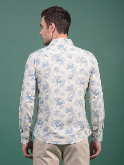 Blue Floral Print Shirt-Men Shirts-Crimsoune Club