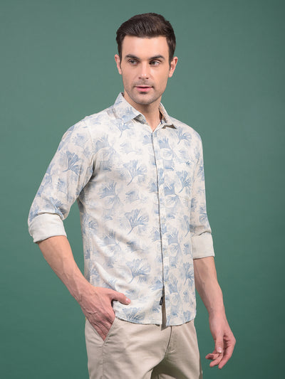 Blue Floral Print Shirt-Men Shirts-Crimsoune Club