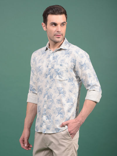Blue Floral Print Shirt-Men Shirts-Crimsoune Club