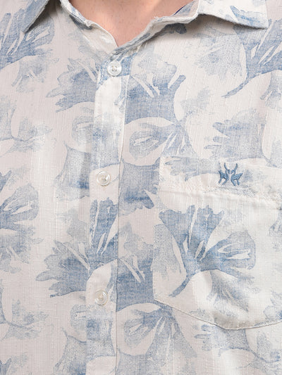 Blue Floral Print Shirt-Men Shirts-Crimsoune Club