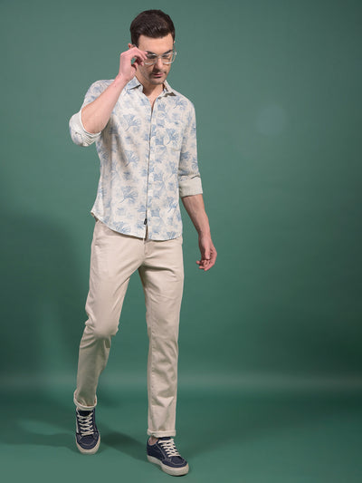 Blue Floral Print Shirt-Men Shirts-Crimsoune Club