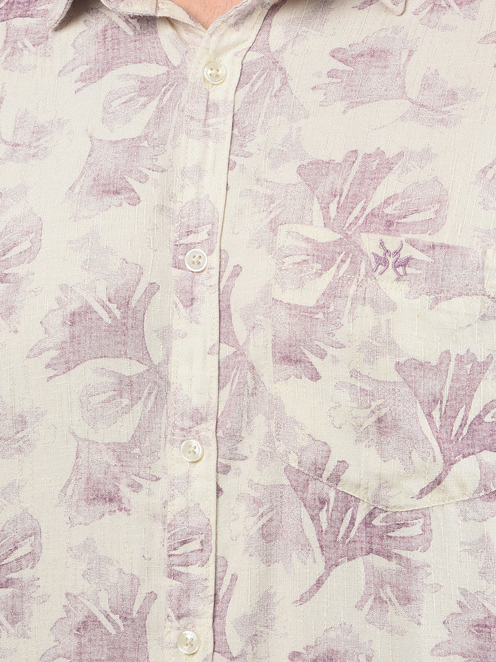 Purple Floral Print Shirt-Men Shirts-Crimsoune Club