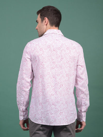 Purple Floral Print Linen Shirt-Men Shirts-Crimsoune Club