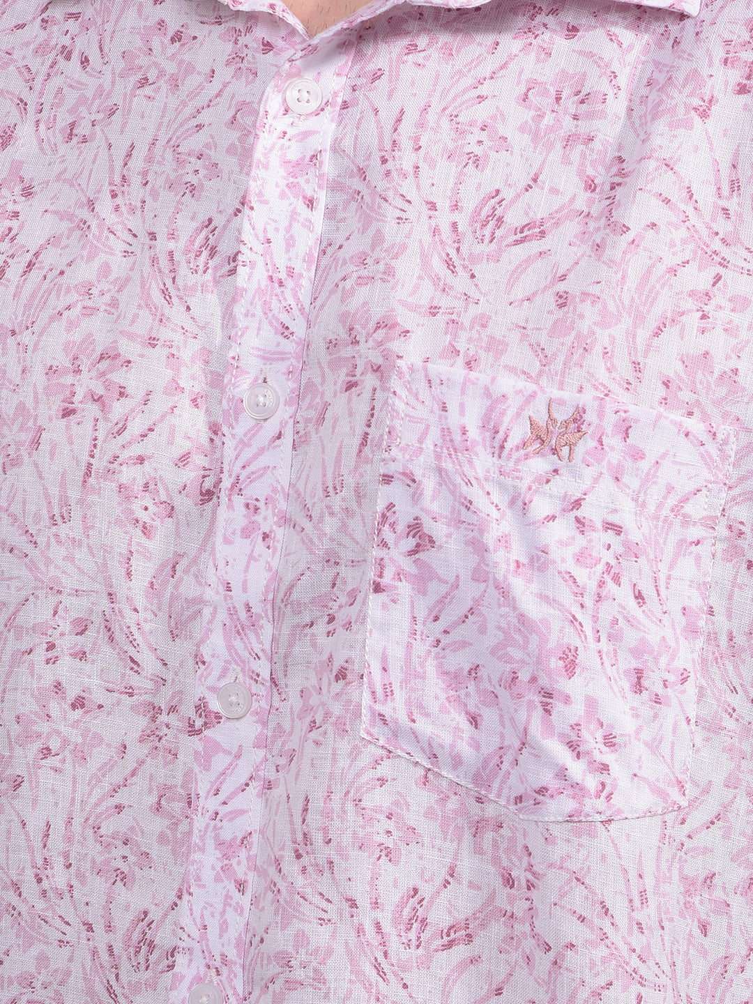 Purple Floral Print Linen Shirt-Men Shirts-Crimsoune Club
