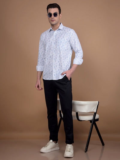 Blue Printed Shirt-Men Shirts-Crimsoune Club