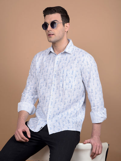 Blue Printed Shirt-Men Shirts-Crimsoune Club
