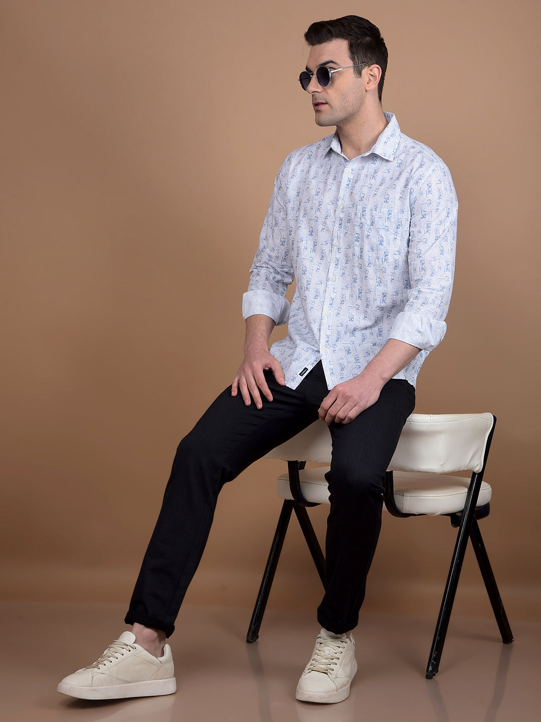 Blue Printed Shirt-Men Shirts-Crimsoune Club