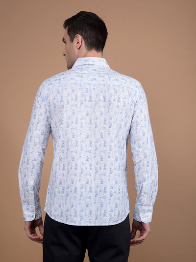 Blue Printed Shirt-Men Shirts-Crimsoune Club