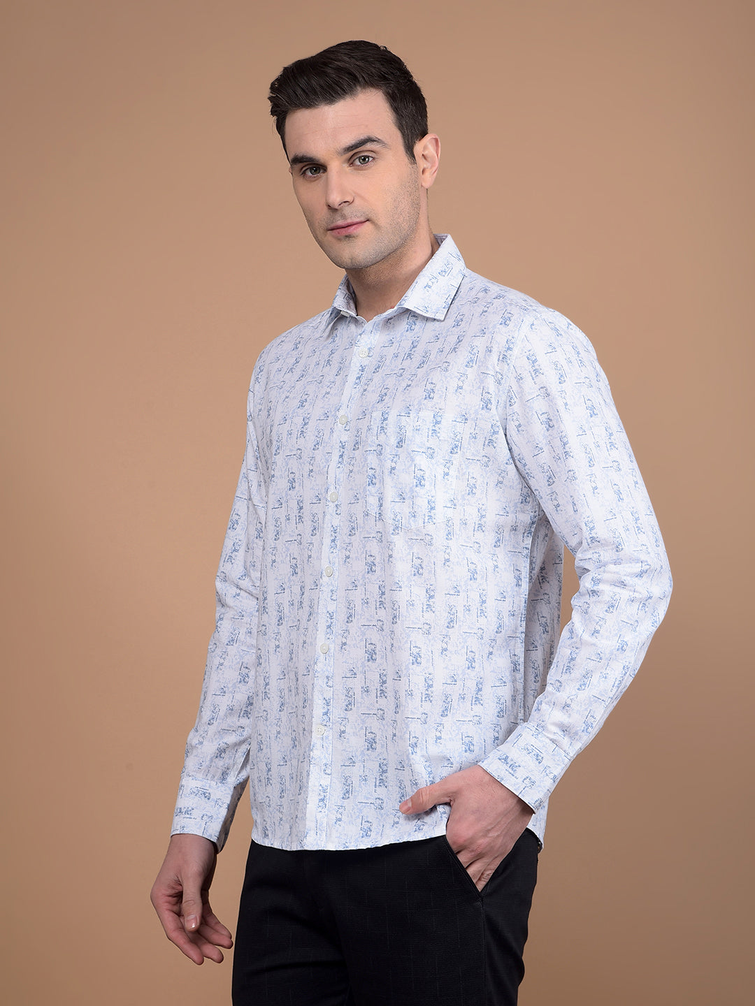 Blue Printed Shirt-Men Shirts-Crimsoune Club