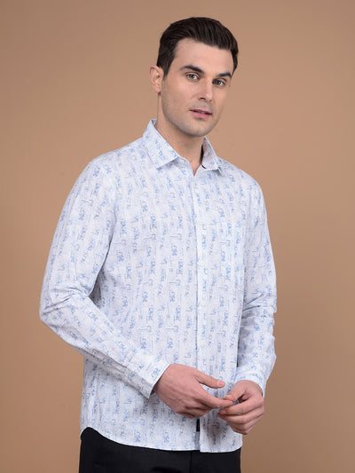 Blue Printed Shirt-Men Shirts-Crimsoune Club