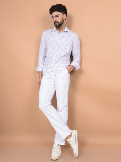 Purple Floral Print 100% Cotton Shirt-Men Shirts-Crimsoune Club
