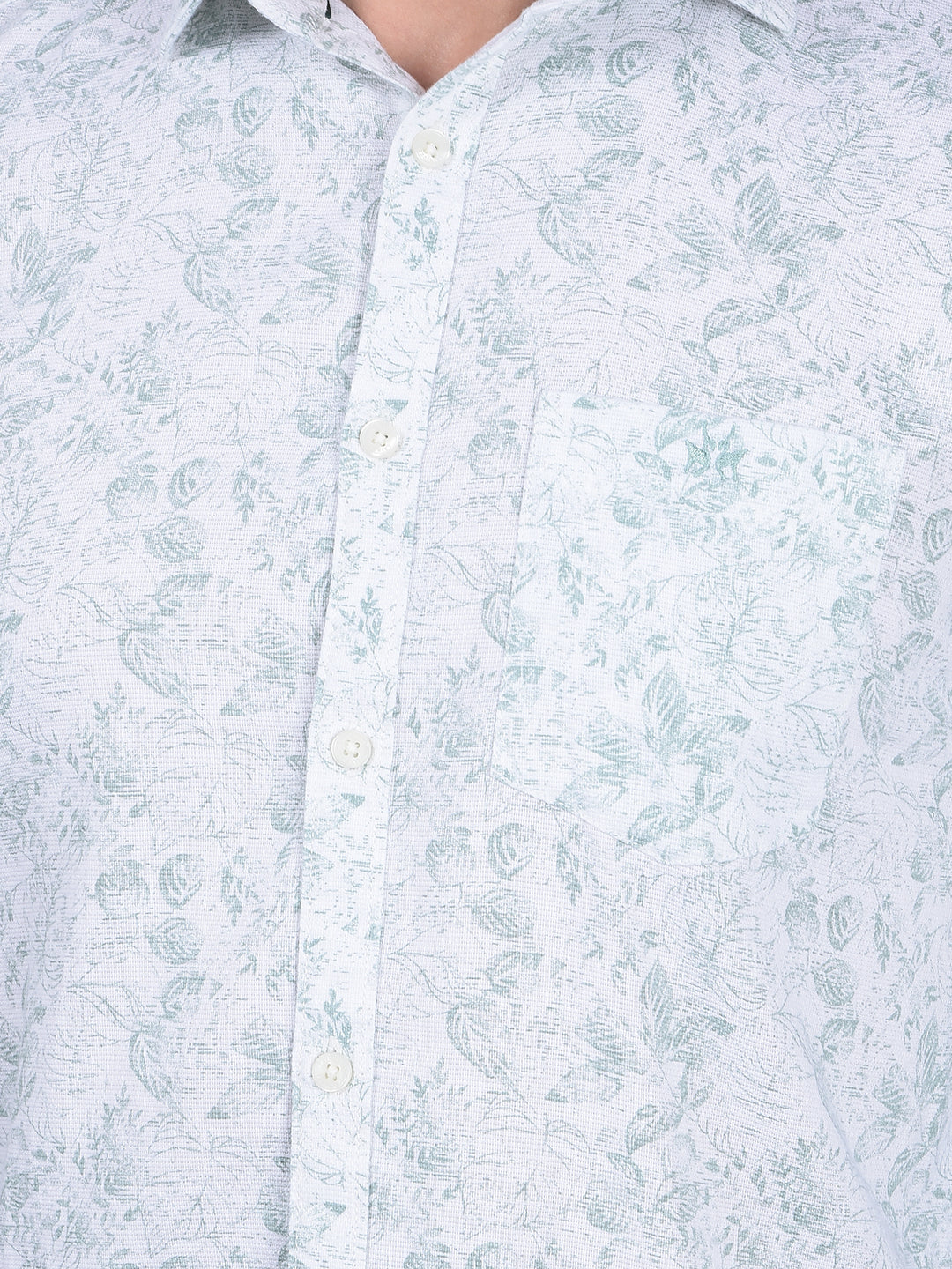 Green Floral Print 100% Cotton Shirt-Men Shirts-Crimsoune Club