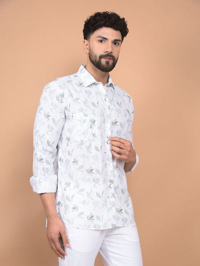 Green Floral Print Shirt-Men Shirts-Crimsoune Club