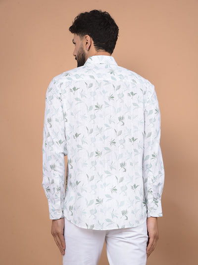 Green Floral Print Shirt-Men Shirts-Crimsoune Club