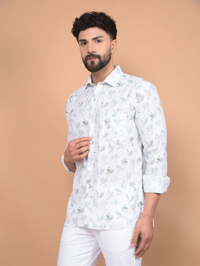 Green Floral Print Shirt-Men Shirts-Crimsoune Club