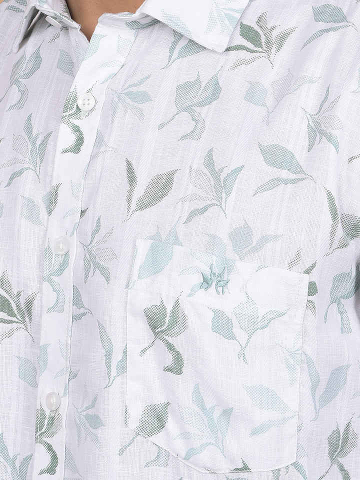 Green Floral Print Shirt-Men Shirts-Crimsoune Club