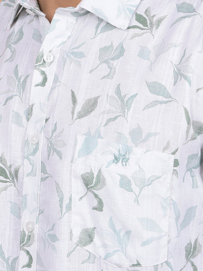 Green Floral Print Shirt-Men Shirts-Crimsoune Club