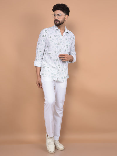 Green Floral Print Shirt-Men Shirts-Crimsoune Club
